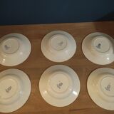 6 blue hollow plates porcelain Gien iron earth