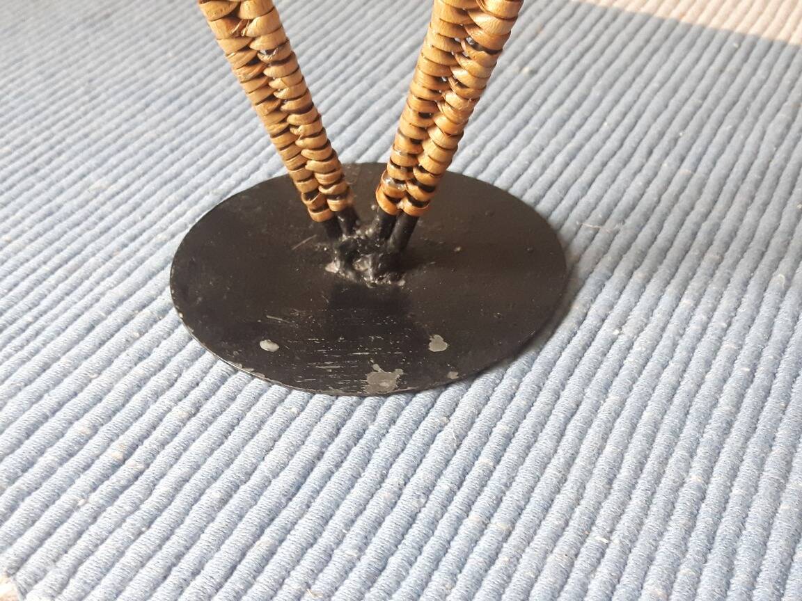 Iron and rattan candle holder