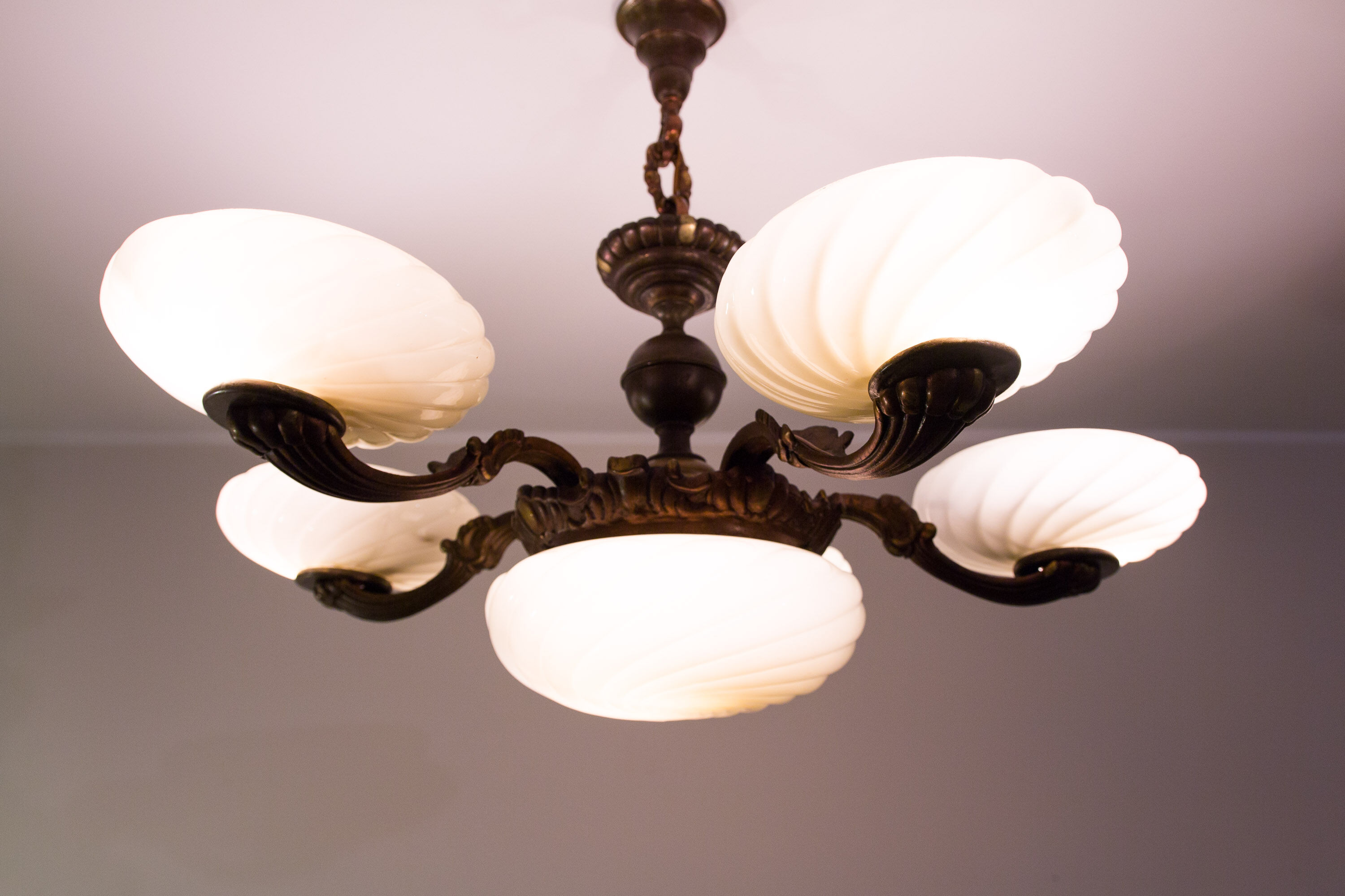 Antique center bowl chandelier