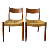 Pair of Scandinavian teak and rope chairs
