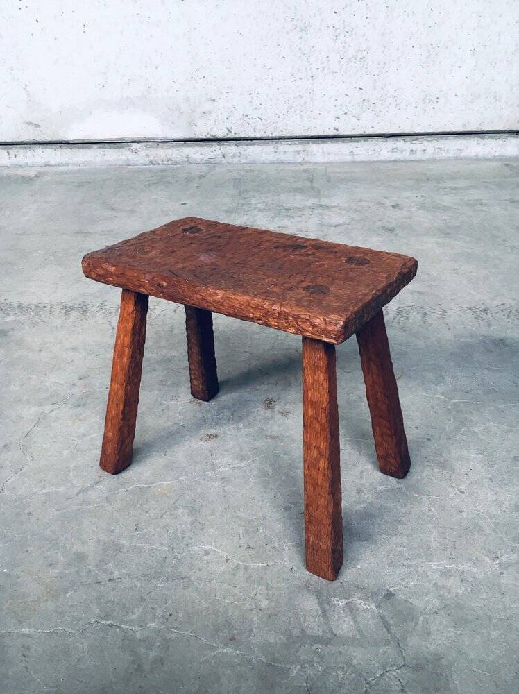Carved Oak Side Table, 1940s