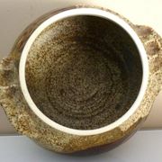 Vegetable dish, covered pot, glazed ceramic art, 1970s, signature to be identified
