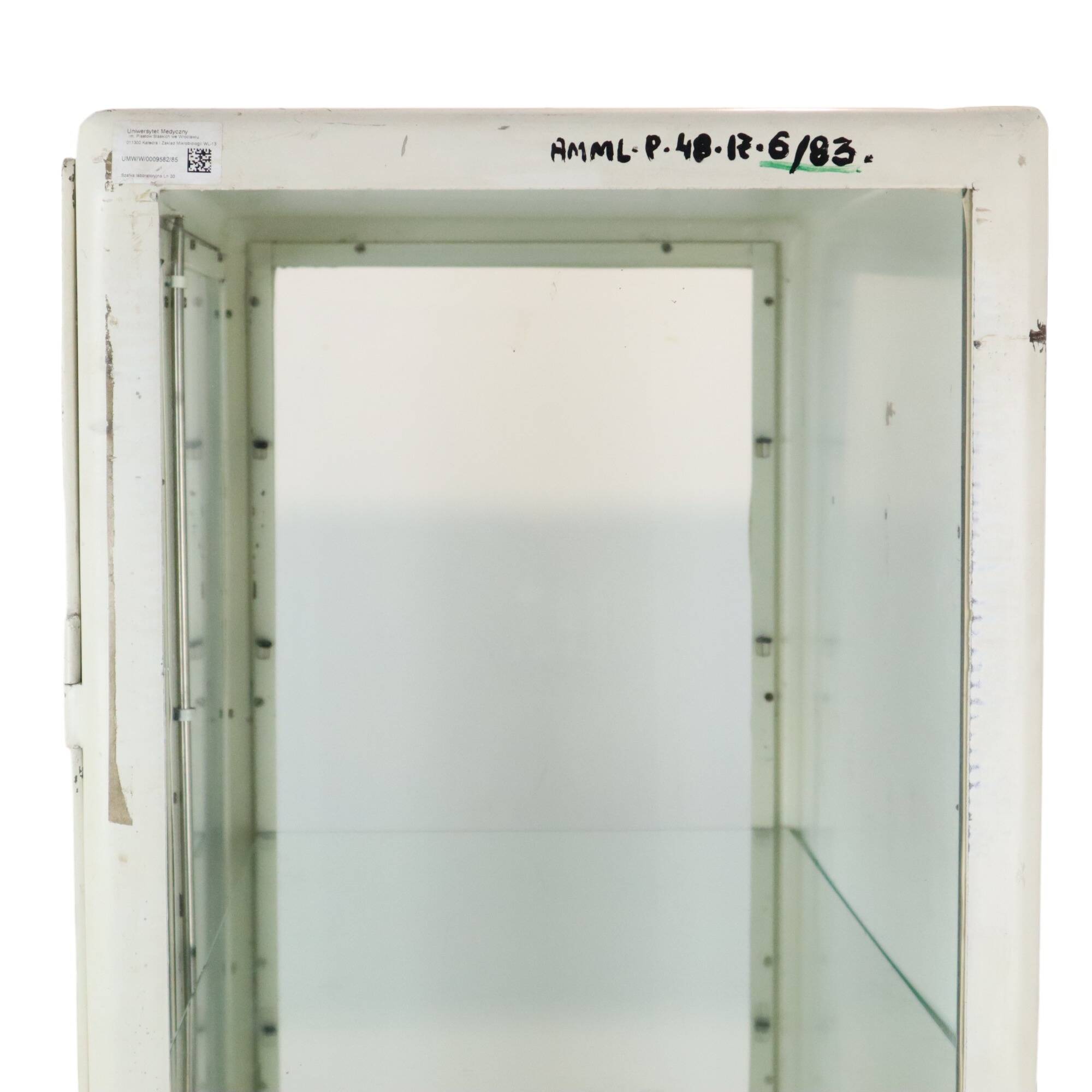 Old metal pharmacy cabinet medicine cupboard glass industrial 1950s