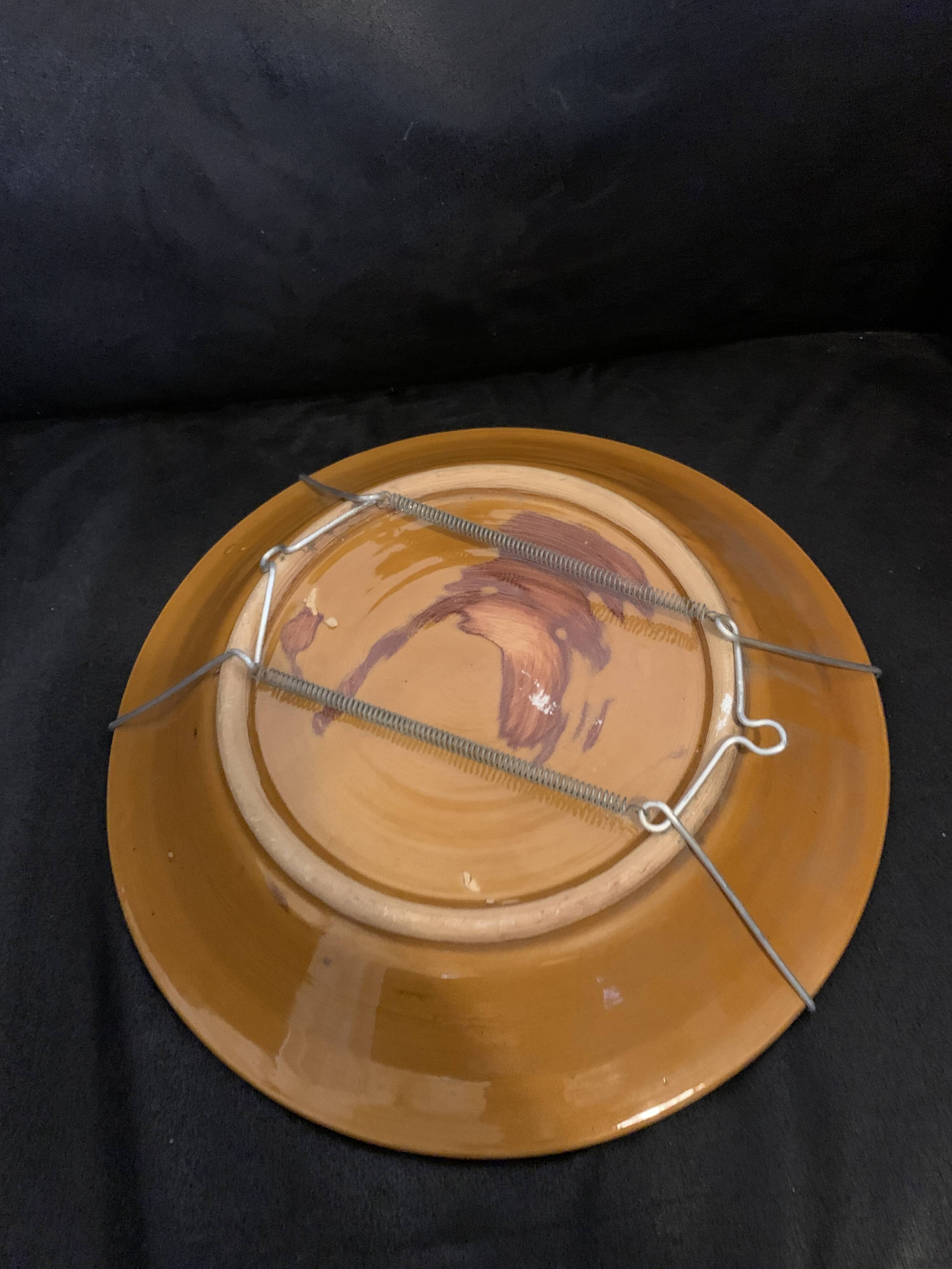 Dish or plate Morocco hollow enameled ceramic made and hand painted old vintage decoration