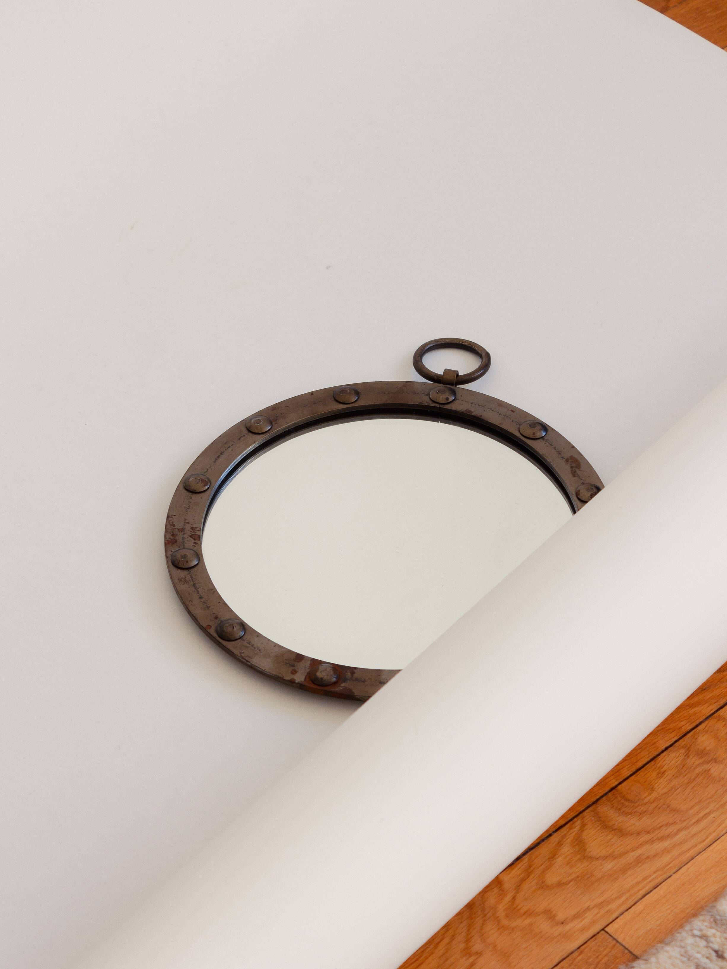 Circular metal porthole mirror, 1950s/60s