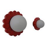 Pop Art Studio Ceramic & Glass Flower Wall Lamps, Germany, 1960s, Set of 2