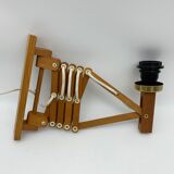 Extendable accordion wall lamp Scandinavian style in wood