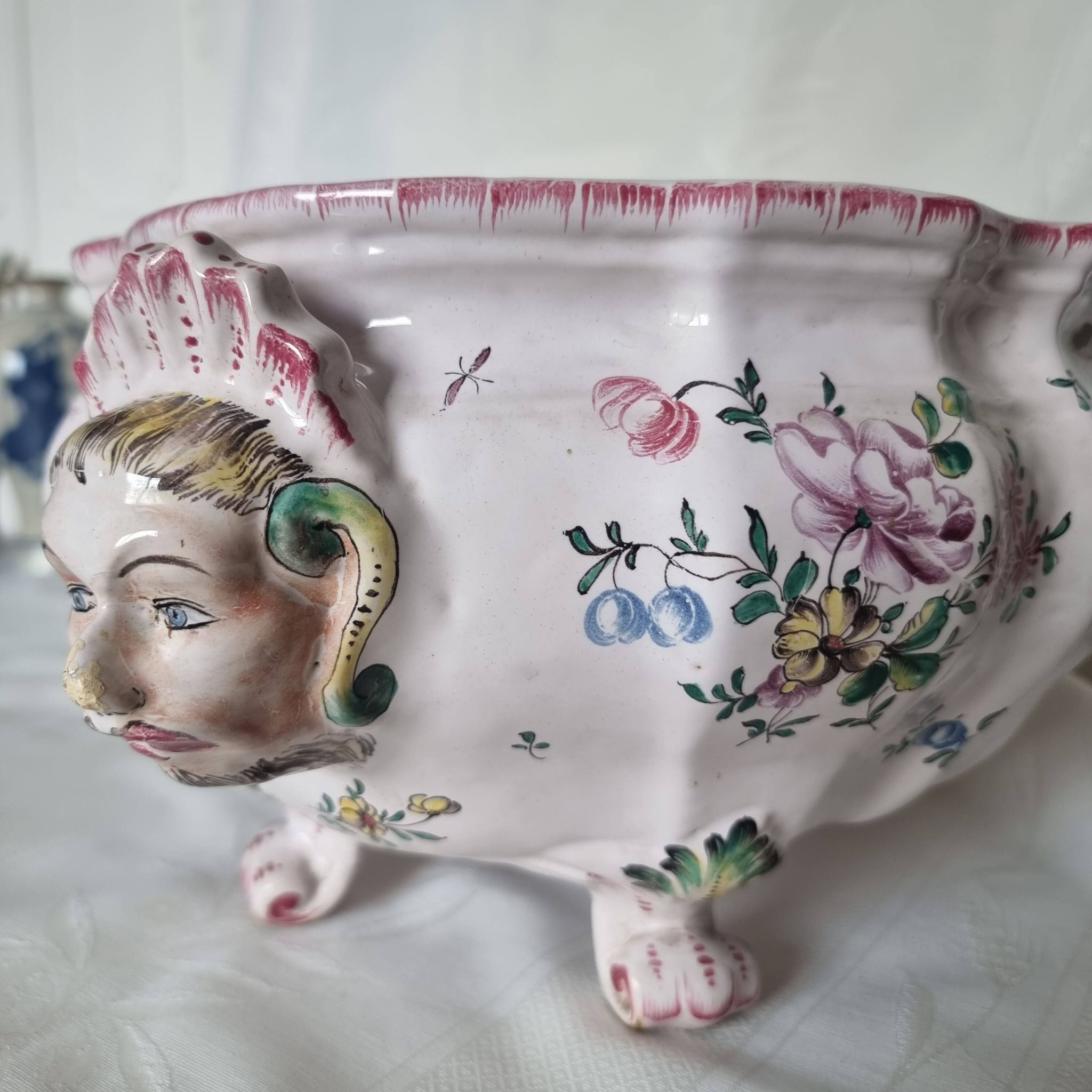 Antique 18th century Marseille earthenware planter by Veuve Perr