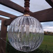 Suspension ball in thick striated glass design lighting year 1980 space age