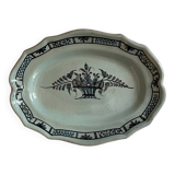 Large oval dish called “black bottom” Rouen XVIII / XIXth
