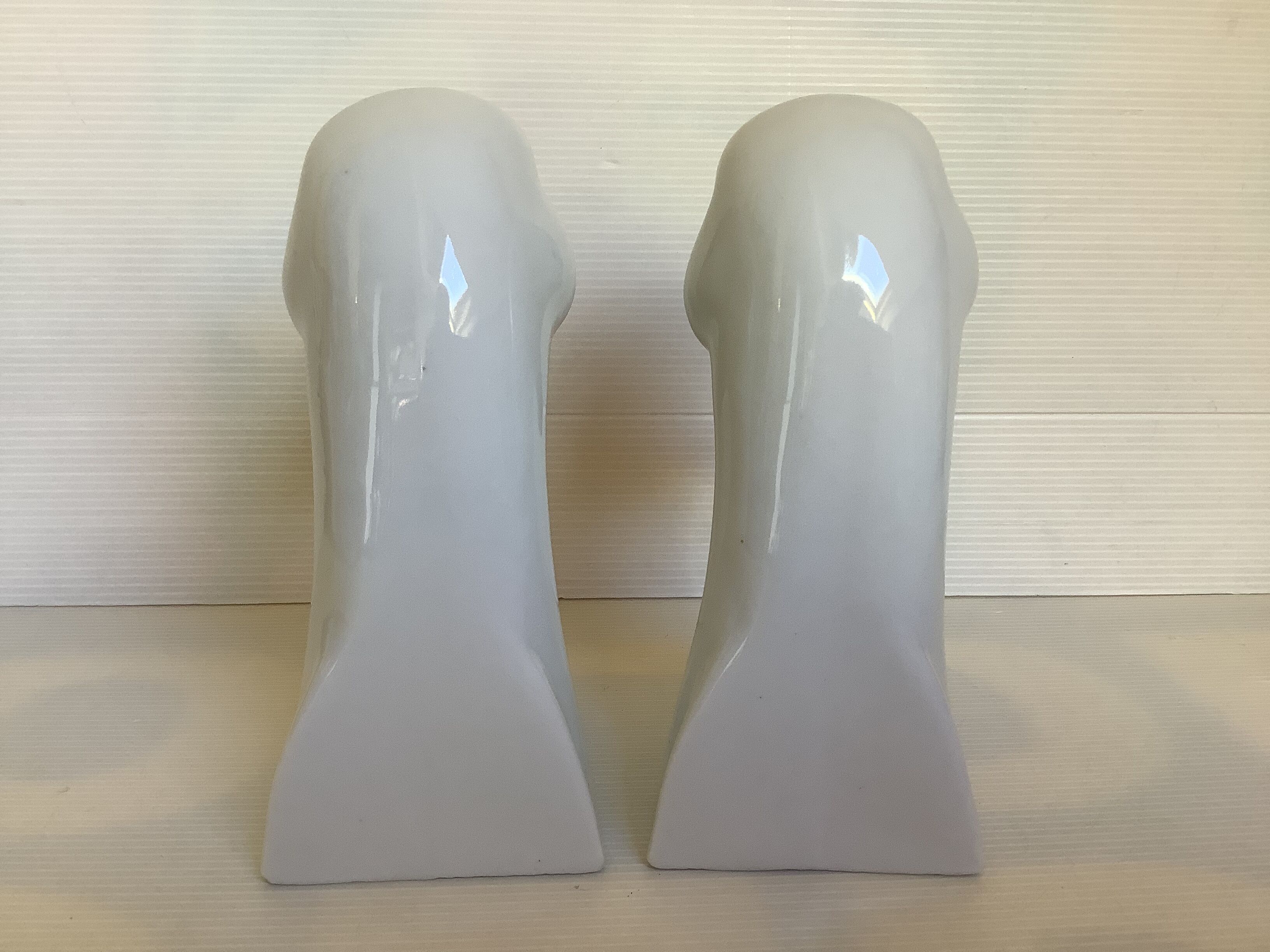 Pair of white bird, geese and duck bookends