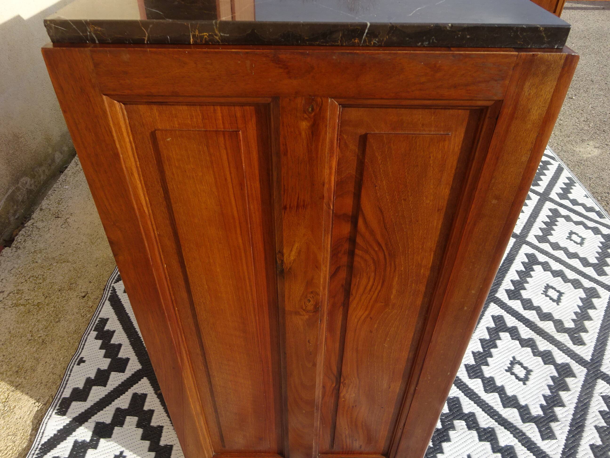 Walnut buffet with black marble top