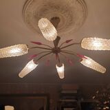 5-light brass chandelier 1950