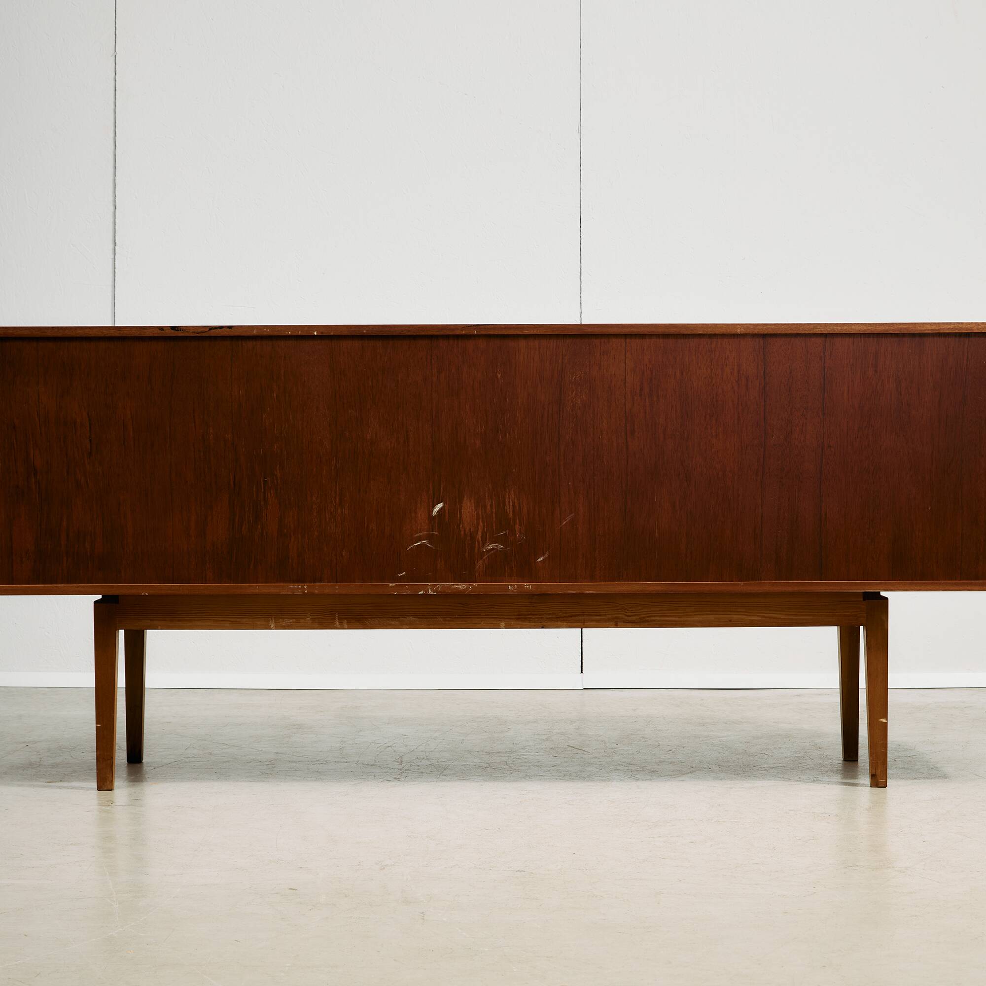 Rosewood and Teak Low Sideboard with Sliding Doors, 1960s