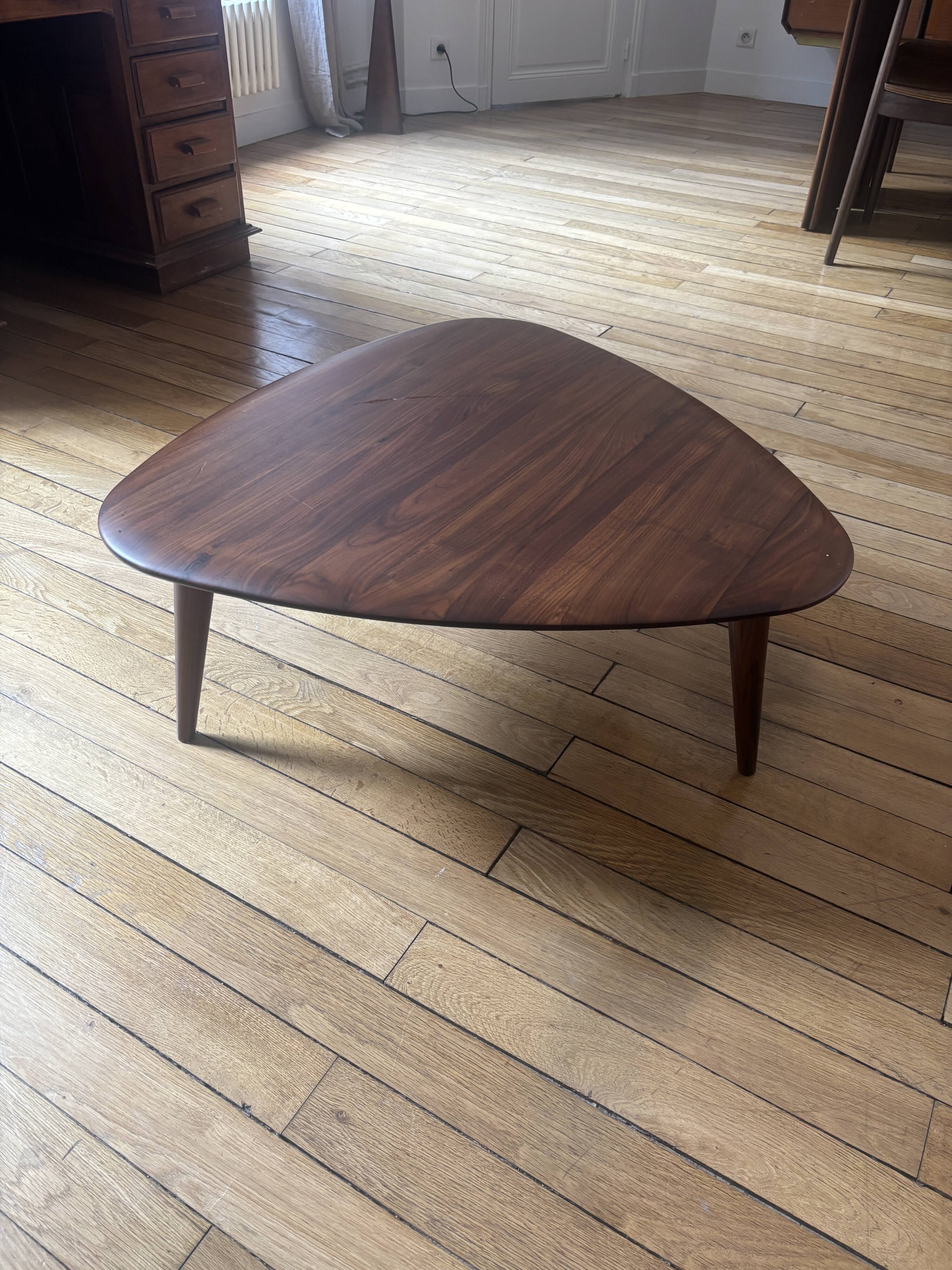 Organic Walnut Coffee Table - Mid-Century Modern Style