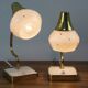 Set of 2 Vintage Mid-Century Table Lamps With Brass Stems And White Shades