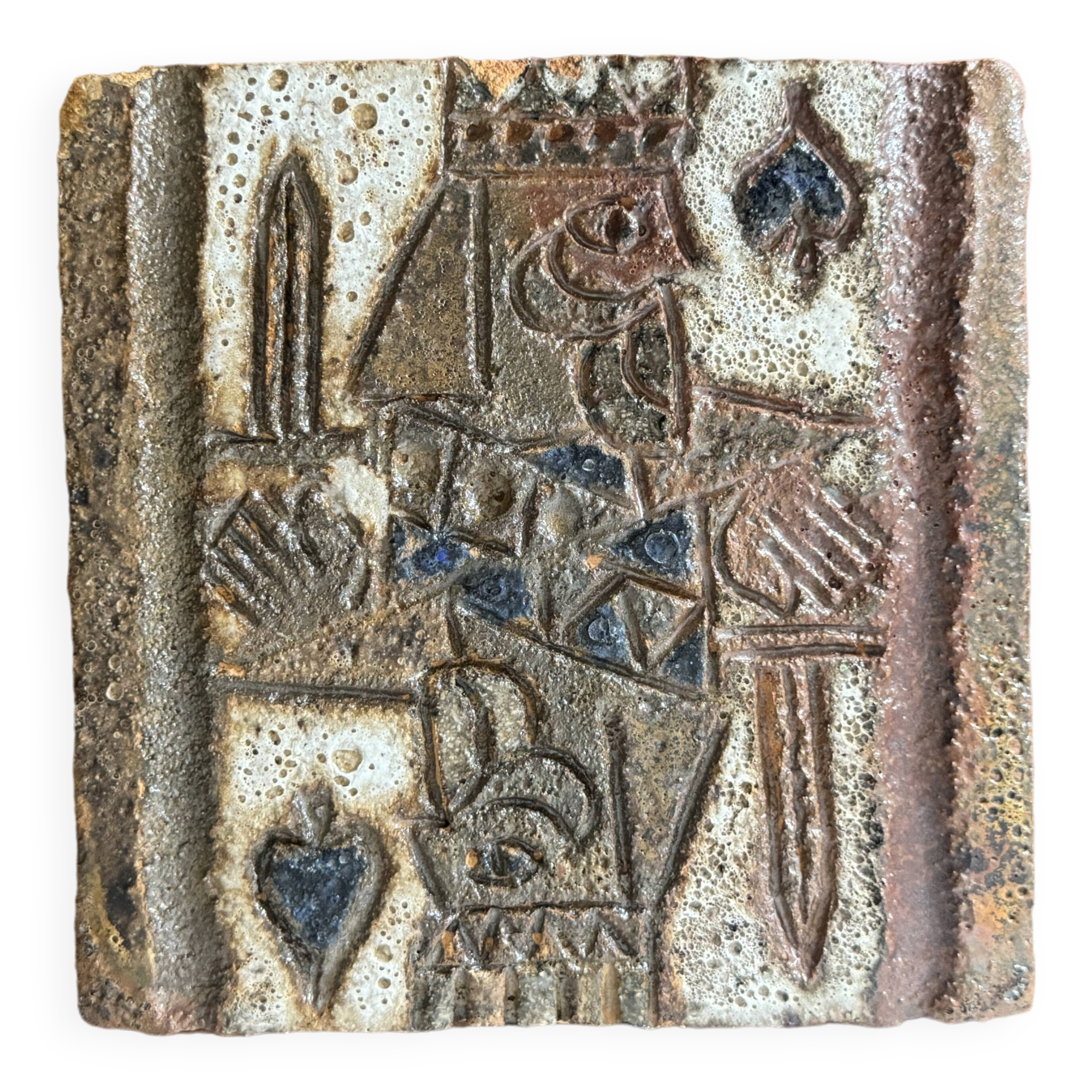 Ceramic plaque by Isabelle Ferlay & Frédérique Bourguet, Atelier les Argonautes, Vallauris, ci