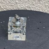 1970 glass and metal refillable table lighter