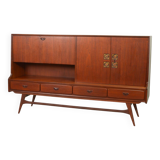 Louis van Teeffelen Vintage Design Teak Wooden High Sideboard for Webe 60s