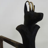 Pair of zoomorphic cast iron chimney pegs representing Isards. 50s