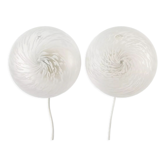 Pair of Murano Glass Swirl Sconces/Wall Lights, Italy, 1970s