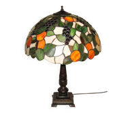 Tiffany-style lampshade with fruits and grapes