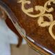 Antique coffee table with floral marquetry, Louis XV style.