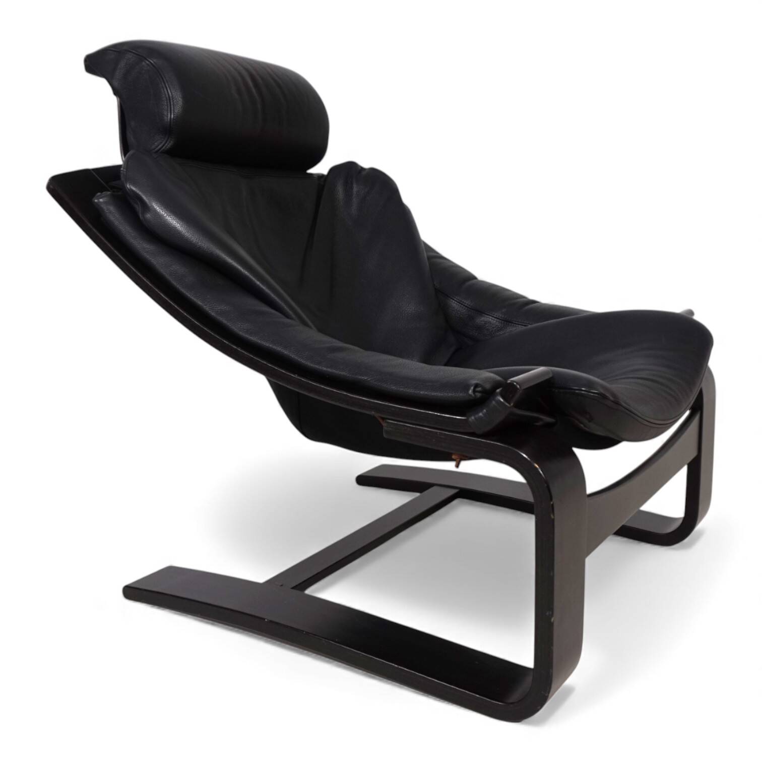 Nelo Kroken leather lounge chair by Åke Fribytter, 1970