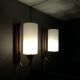 Pair of brass and opalin glass sconces