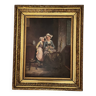 Tableau : huile sur toile portrait d’une femme et sa fille