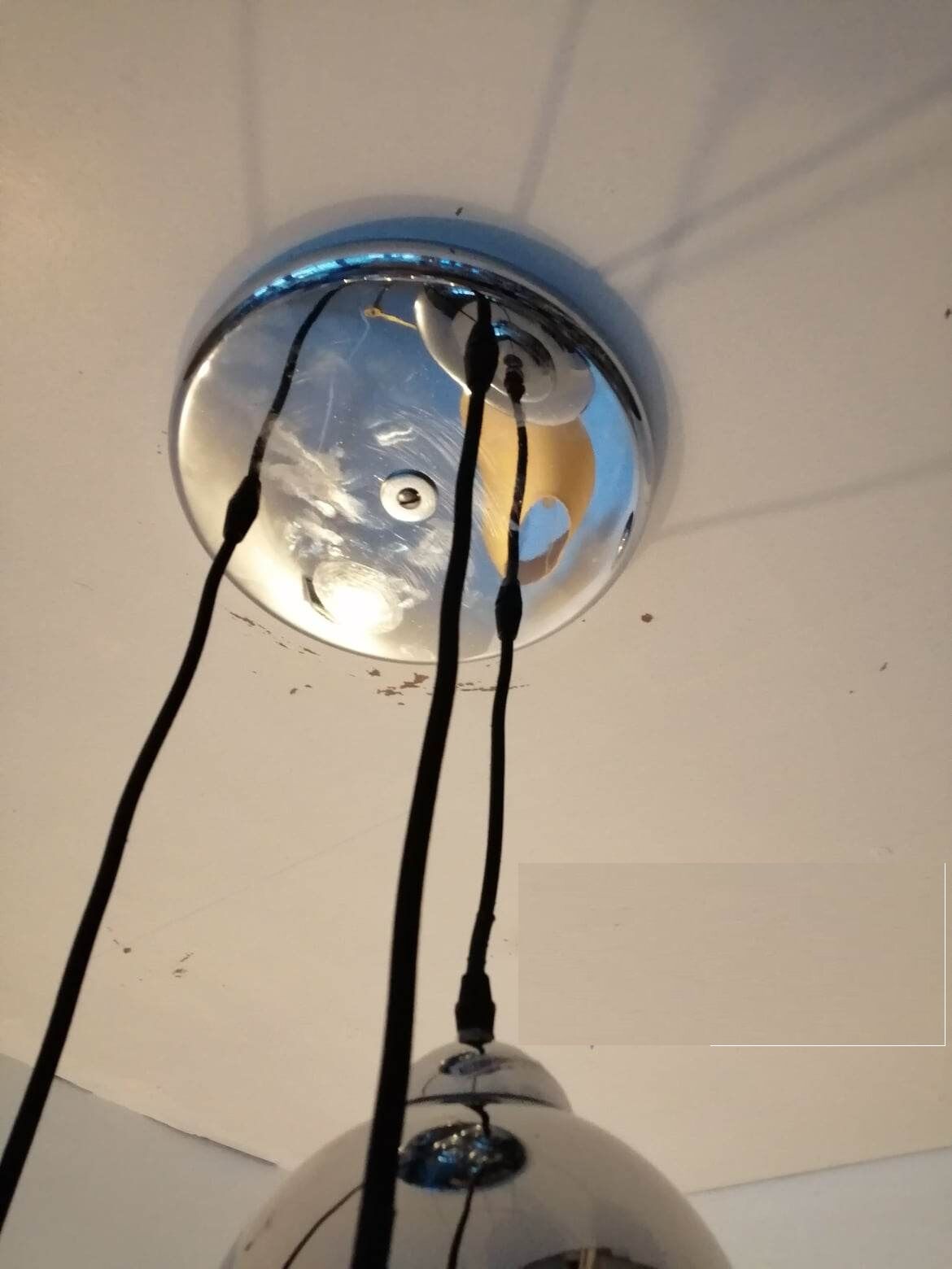 3 chrome balls pendant lamp 80s