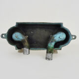 Ancien robinet de baignoire chaud-froid en bronze argenté vintage 1920