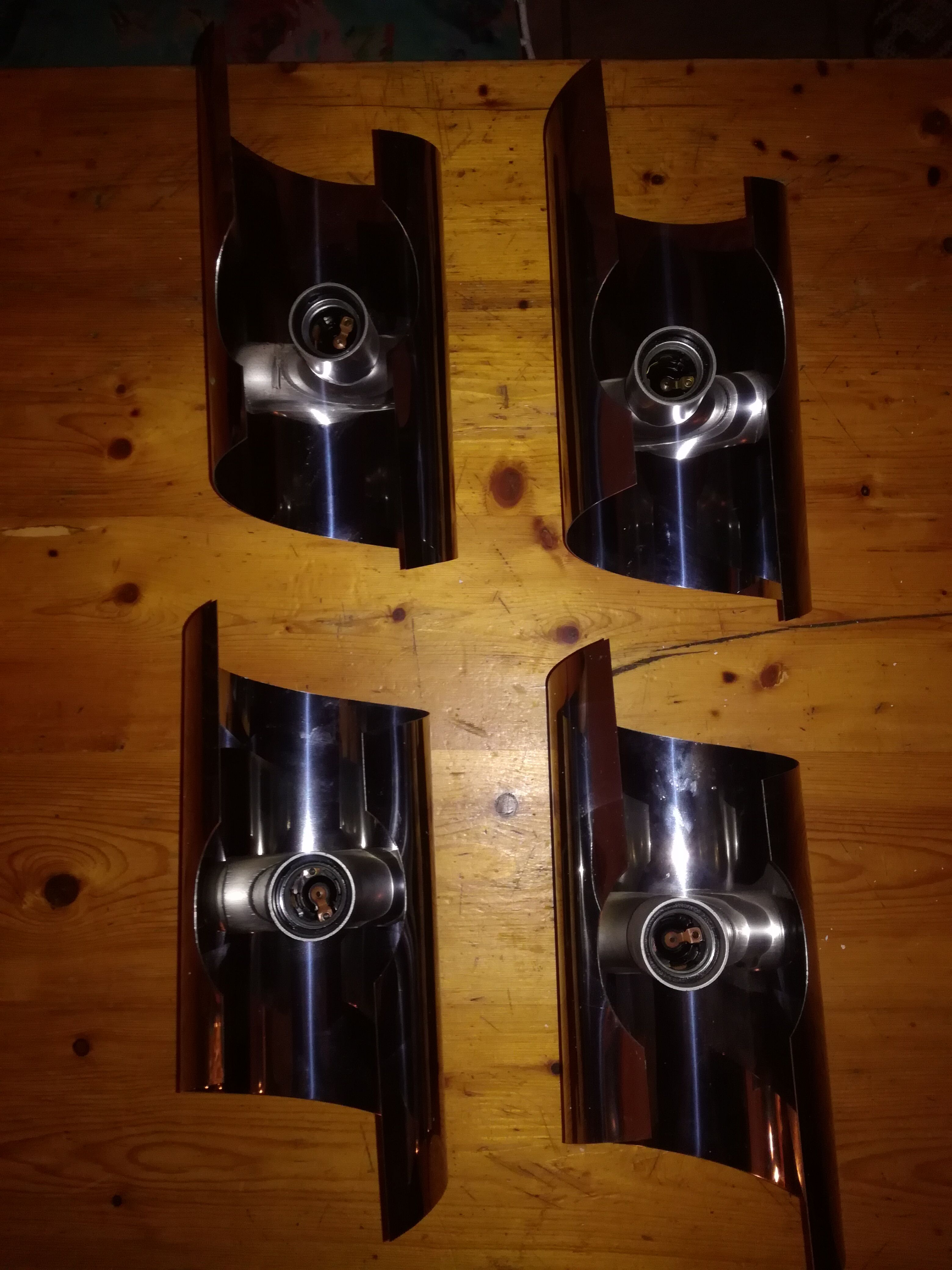 Four 70s chrome wall light