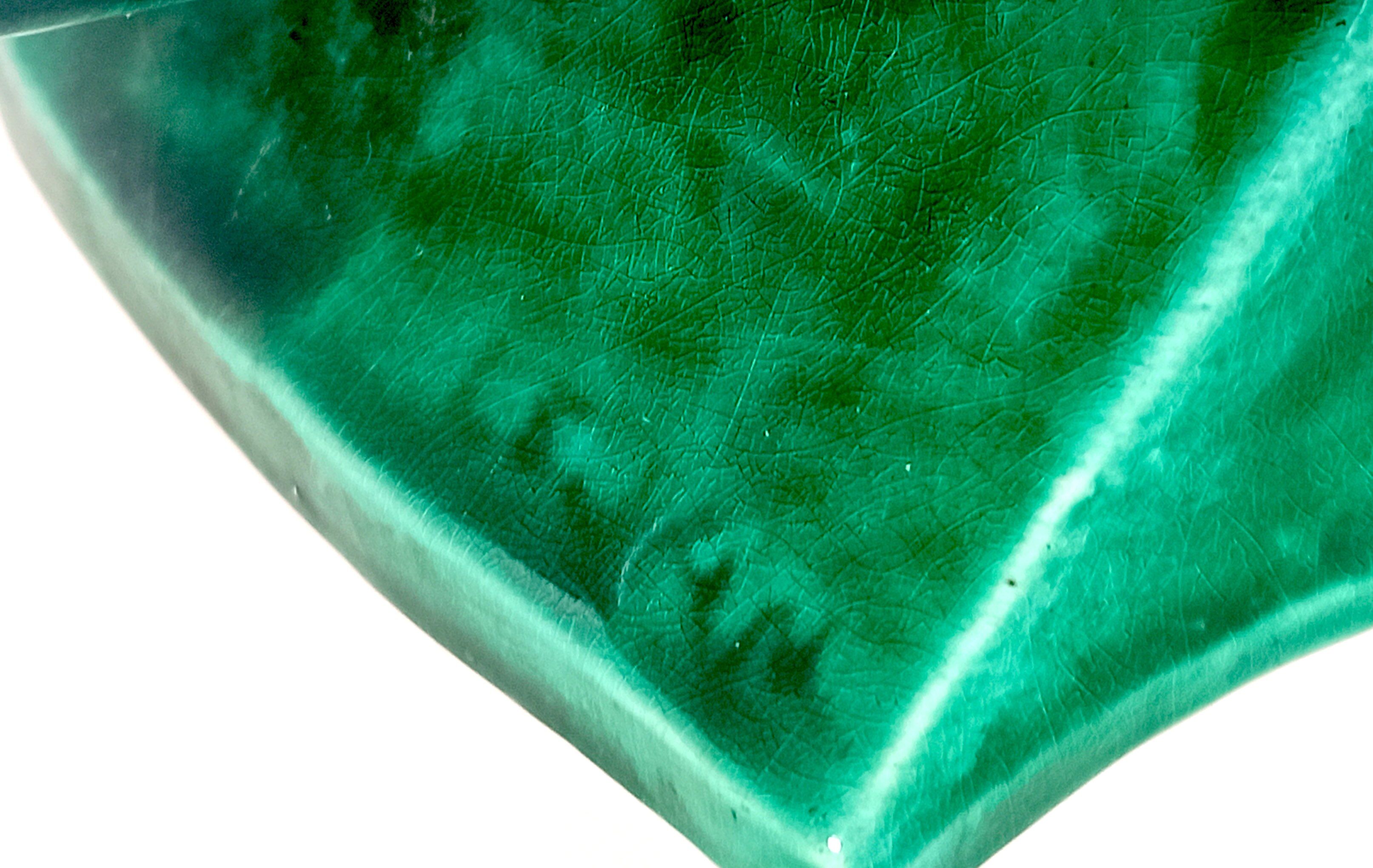 Green ceramic fish lejan art deco width 40 cm