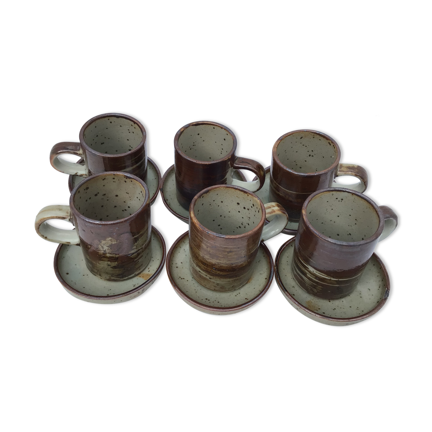 6 cups speckled sandstone espresso with undercups