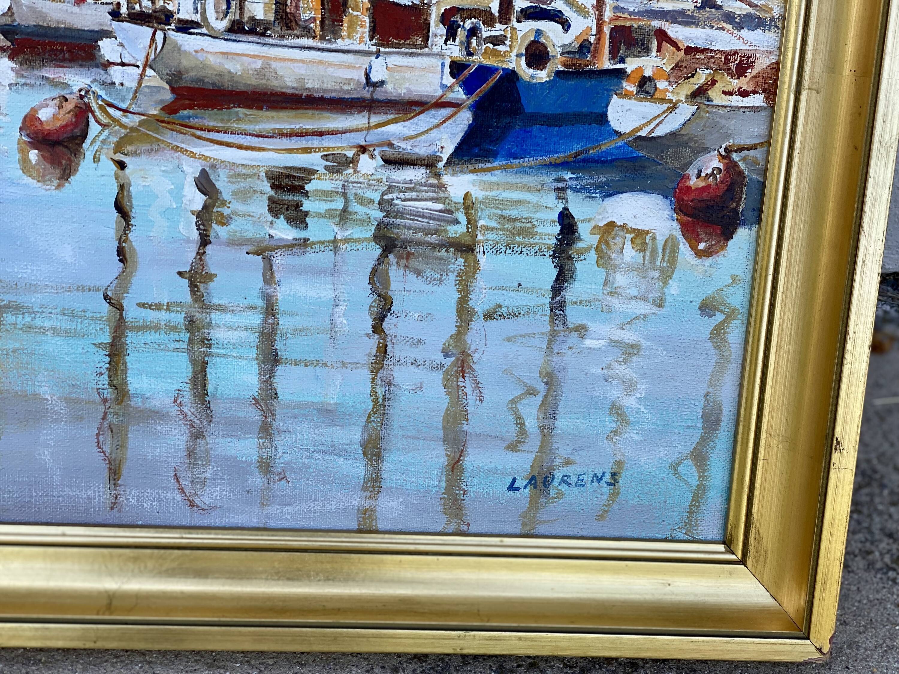 Painting signed LAURENS, the port of La Rochelle