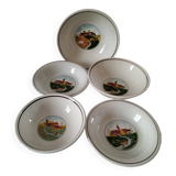 Set of 5 Italian ceramic dishes with country decor