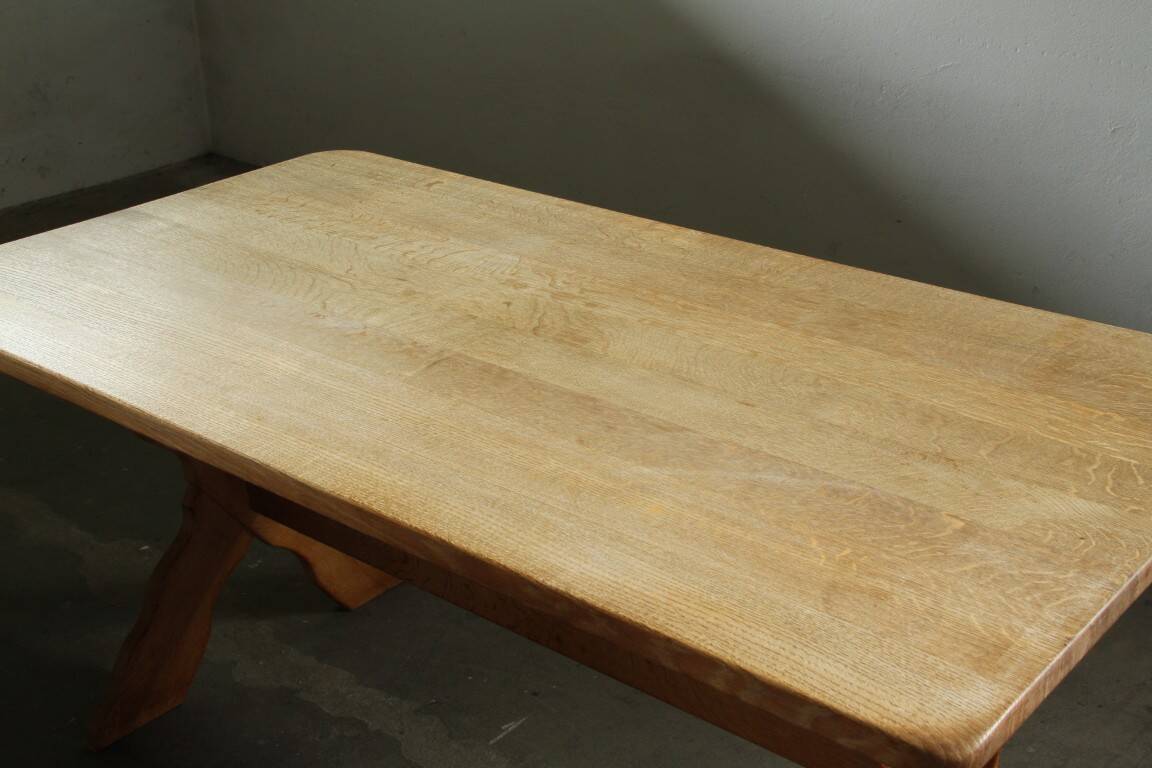 Vintage danish brutalist oak dining table