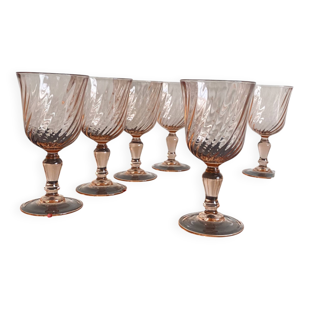 6 Coupelles En Verre Rose Rosaline France – Bols à Fruits Ronds Vintage