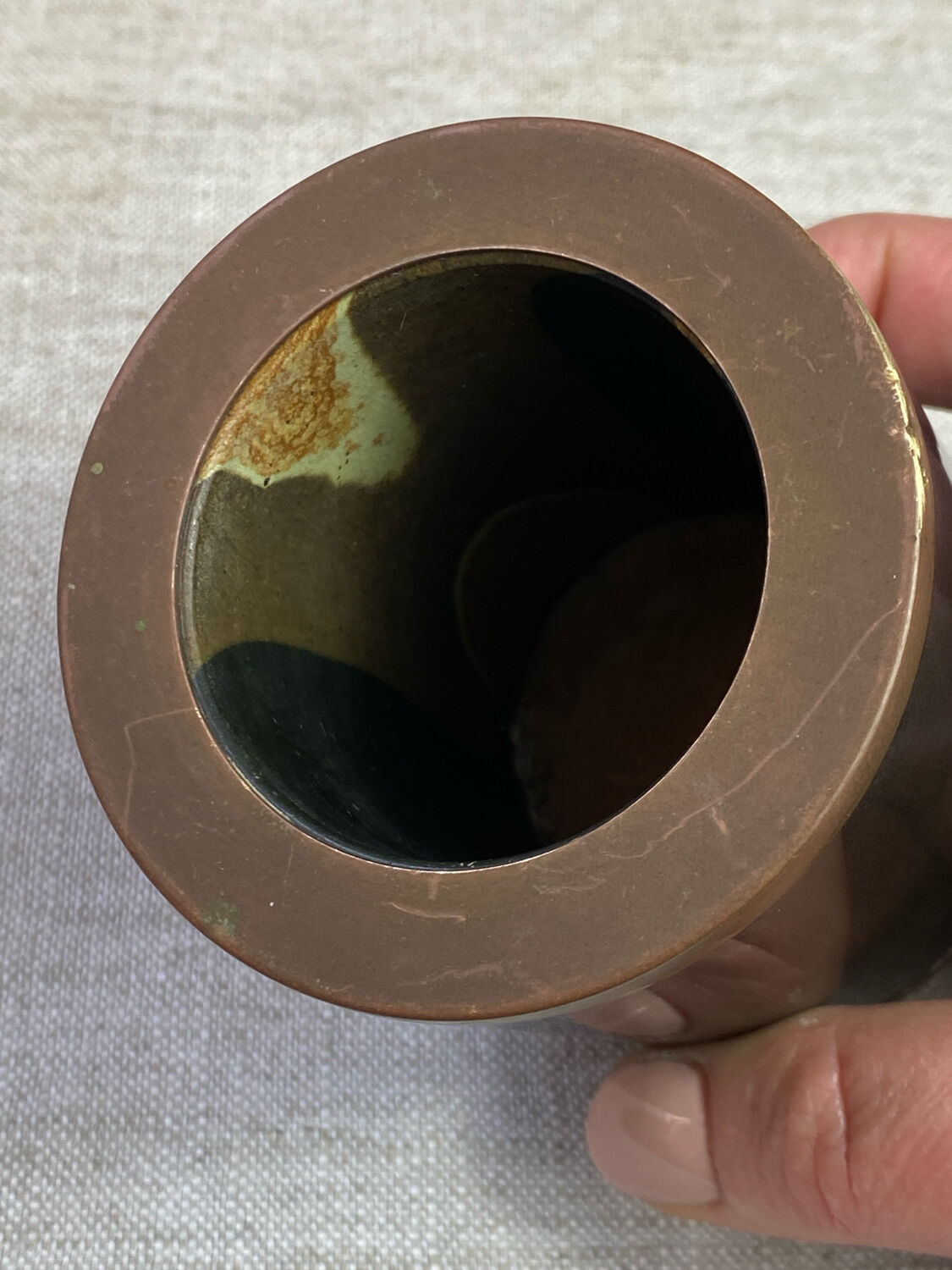 Damascus brass candlestick by Dal Furlo