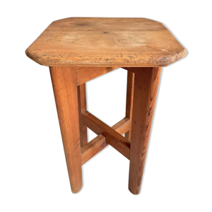 Tabouret d'atelier pin et frêne 1940 vintage