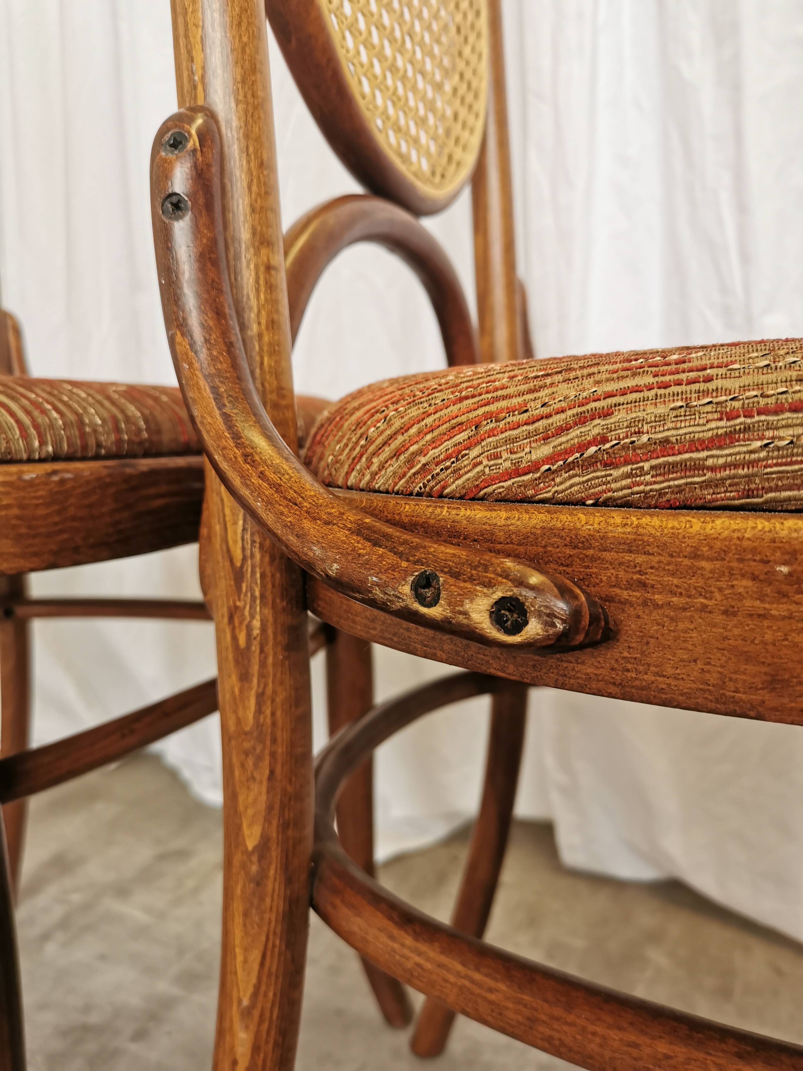 Set of 4 Vintage Bentwood Dining Chairs: Cane Back, Thonet Style
