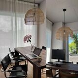 Tiflet raffia light fixture, woven dome shade