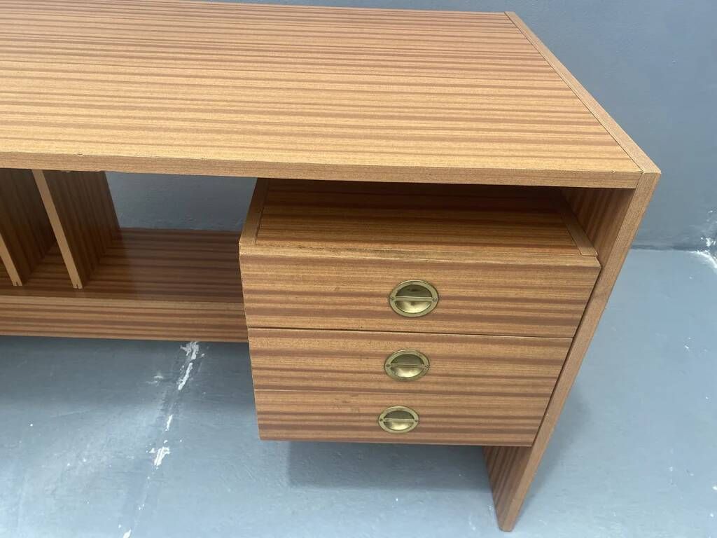 Writing desk, vintage wooden desk, 1980s, Czechoslovakia