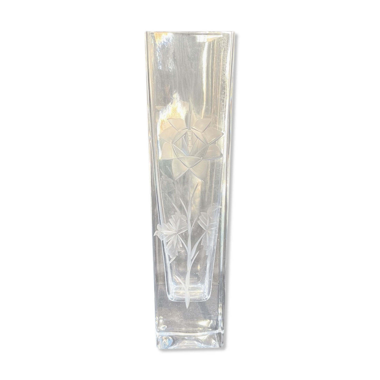 Cristallerie de Vannes le Châtel - Vannes Cristal France - Square vase - Cut crystal