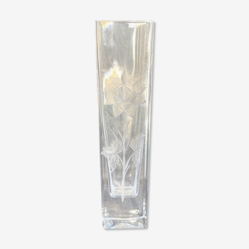 Cristallerie de Vannes le Châtel - Vannes Cristal France - Vase carré - Cristal taillé