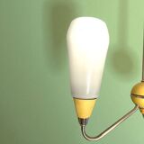 Mid Century Modern opaline glass 3-light chandelier