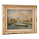 Italian signed landscape painting view of river with boats