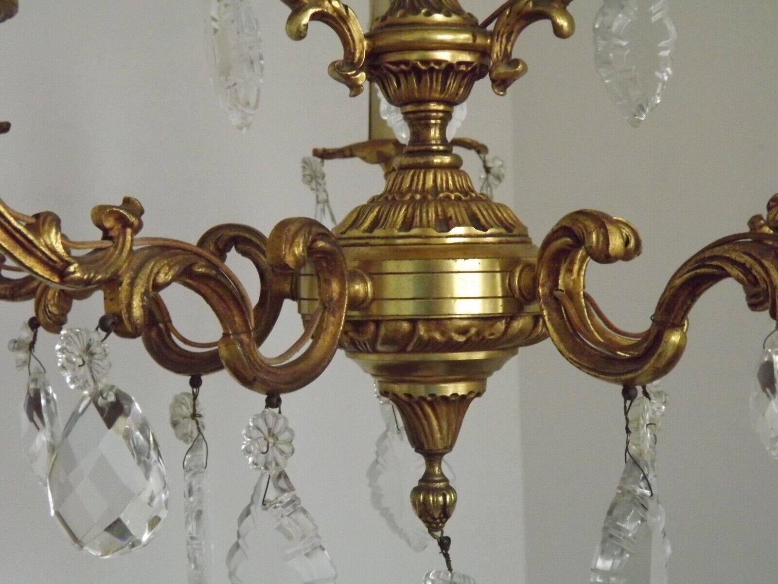French bronze and crystal chandelier