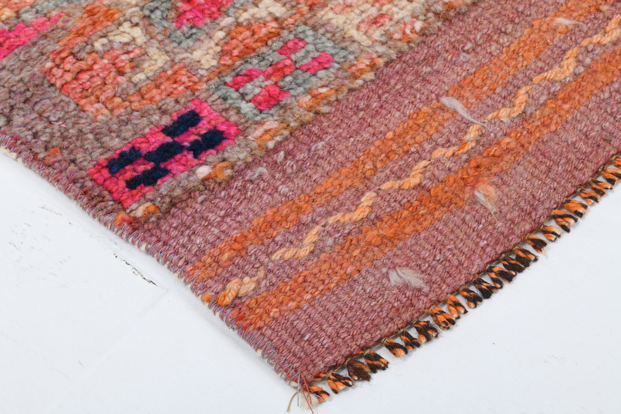 3x9 navy blue & pink turkish runner rug 79x272cm